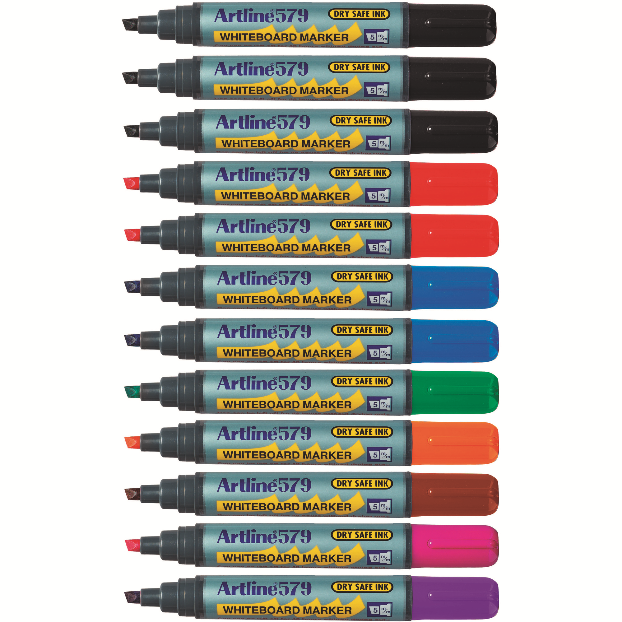 Artline 579 Whiteboard Marker Chisel Point  8 Assorted Colours Pack of 12