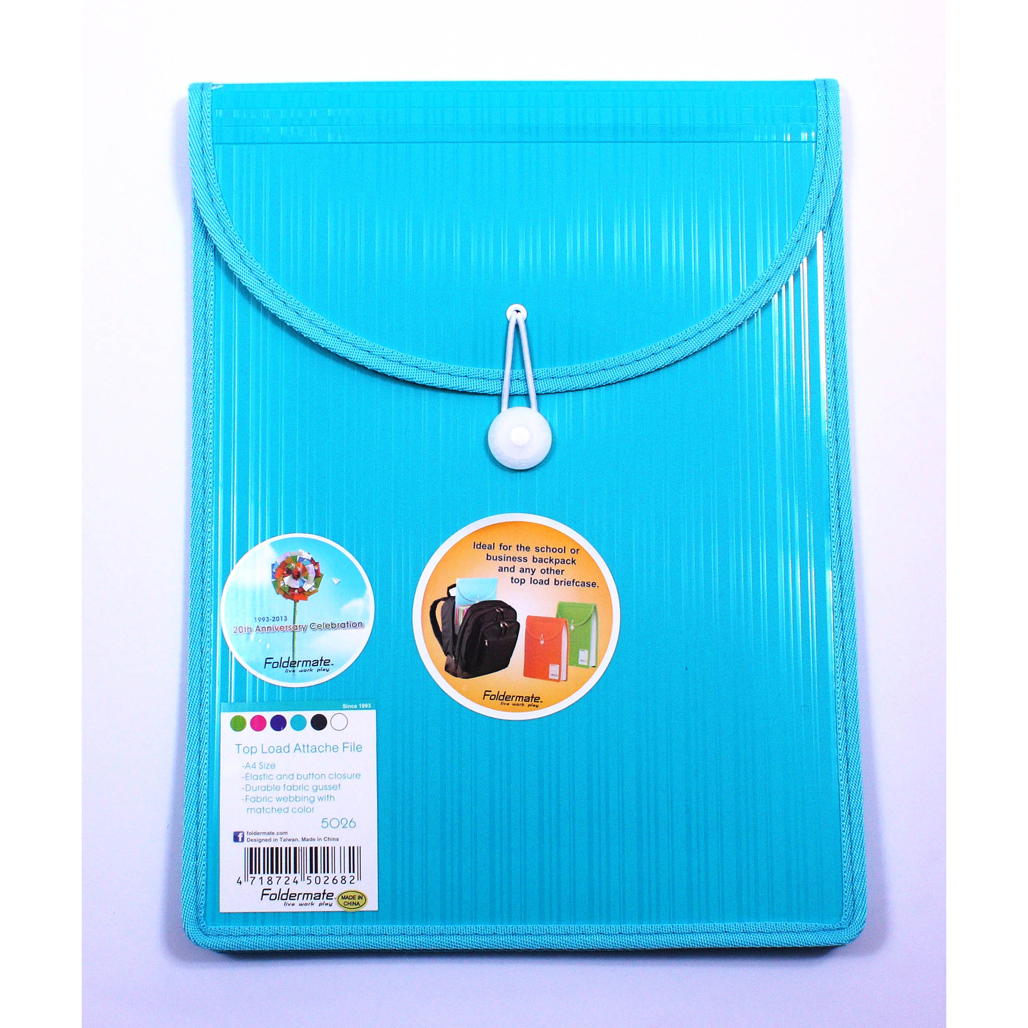 Foldermate Barkode Top Load A4 Attache File Aqua Each