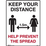 Brady Safety Sign KEEP YOUR DISTANCE 15m H600xW450mm Plastic