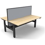 Boost Back To Back Height Adjustable Workstation  1800 x750mm  Natural OakBlack 