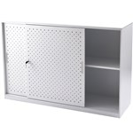 GO Tambour Lockable Door Cupboard Perforated  1530mm x1016mm x 473mm  White