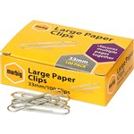 Marbig Paper Clips Chrome Large 33mm Bx100
