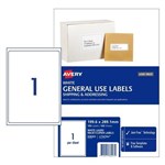 Avery General Use Laser Inkjet Labels 1up  Pk100  1996mm  x 2891mm