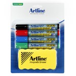 Artline 577 Starter Kit  Magnetic Eraser 4x Whiteboard Markers