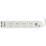 ITALPLAST POWERBOARD 4 OUTLET Surge  2 x USB chargers 