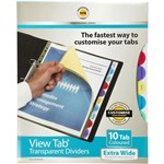 Marbig Coloured View Tab PP Dividers A4 Extra Wide 10 Tab