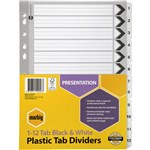 Marbig Black  White Reinforced Dividers A4 112