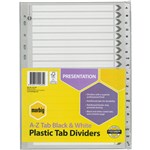 Marbig Black  White A4 Reinforced Tab Board AZ Tab
