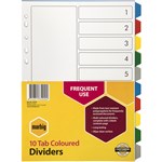 Marbig PP Coloured Dividers A4 10 Tab