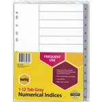 Marbig A4 Indices Dividers 112 PP Grey