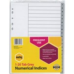 Marbig A4 Indices Dividers 120 PP  Grey