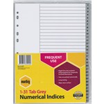 Marbig A4 Indices Dividers 131 PP Grey