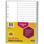 Marbig A4 Indices Dividers AZ  PP Grey