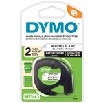 Dymo Letra Tag Paper Tape White 12mmx4m Paper Pk2