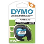 Dymo Letra Tag Plastic Tape 12mm x 4m  White
