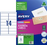Premium White Inkjet Laser Adressing Labels with AveryEco 14UP 20 Sheets 991 x 381mm L7163