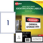 Avery L7067 Durable Heavy Duty laser labels 1up 1996x2891mm White Pk25