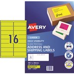 Avery L7162FY Laser Label 16up 991x34mm Fluoro Yellow Pk25