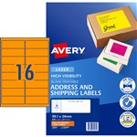 Avery L7162FO Laser Label 16up 991x34mm Fluoro Orange Pk25
