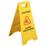  SAFETY SIGN  Closed For Cleaning  Yellow 32x31x65cm