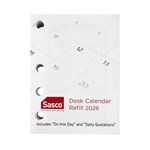2026 Sasco Desk Calendar Refills  Side Opening  76mm x 102mm