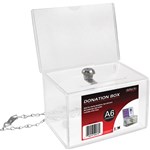 DEFLECTO DONATION BOX A6 Landscape  Lock  Header  Clear 