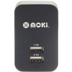 Moki Dual USB Wall Charger Black 