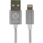 Moki Braided Lightning Cable Silver 90cm 