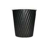 Double Wall Black Rippled Paper Cup 8oz Sleeve of 25  Also Comes In Box of 500